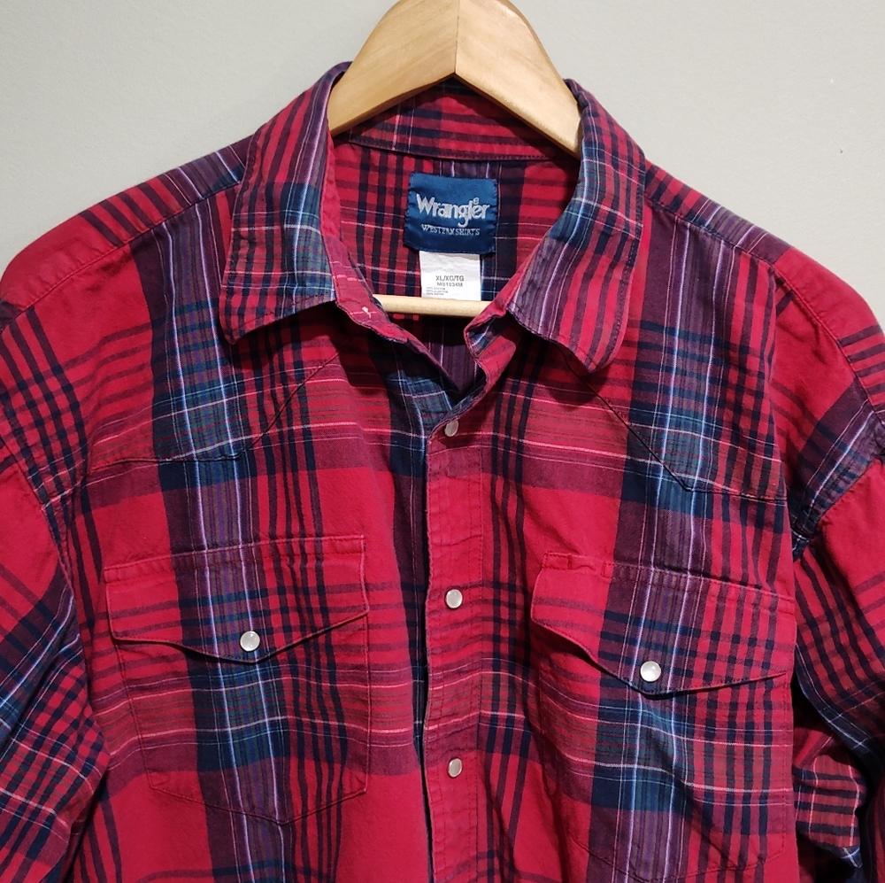 Vintage Wrangler Western Men's Pearl Snap long Sleeve Shirt, Size XL - Picture 3 of 7